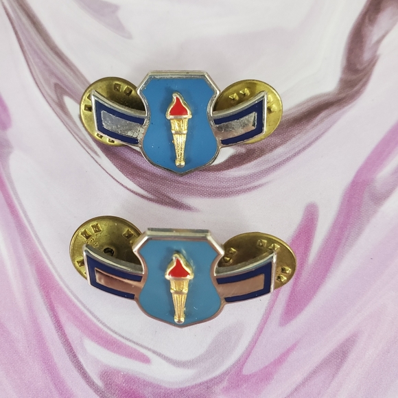 Vintage US NAVY Military Torch Pins Lot of 2 - Picture 2 of 3